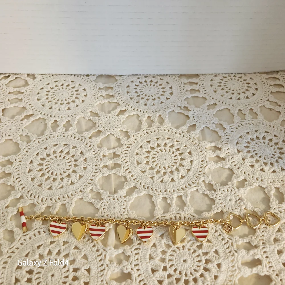 Talbots Gold and Red Heart Charm Bracelet - Picture 4 of 6